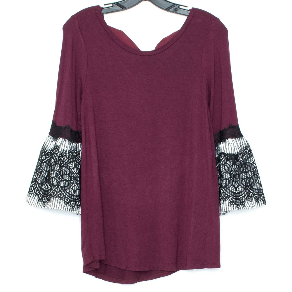 Olivia Sky Top Bell Sleeve Tie Back Red Small L1